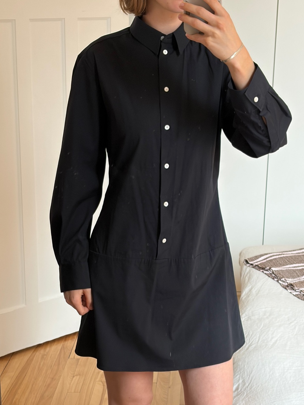 Acne Studios Black Button-Front Mini Shirt Dress